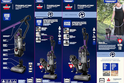 Powerlifter Allergen Lift-Off, Bagless, Upright Vacuum, Pet Friendly, HEPA, Powerful Suction, Lift-Off Detachable Pod, Tangle Free Brush Roll, 4082W, Black & Purple