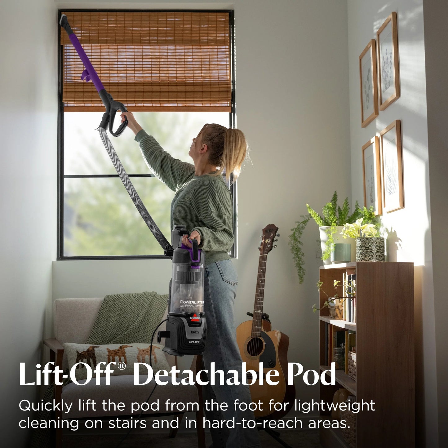 Powerlifter Allergen Lift-Off, Bagless, Upright Vacuum, Pet Friendly, HEPA, Powerful Suction, Lift-Off Detachable Pod, Tangle Free Brush Roll, 4082W, Black & Purple