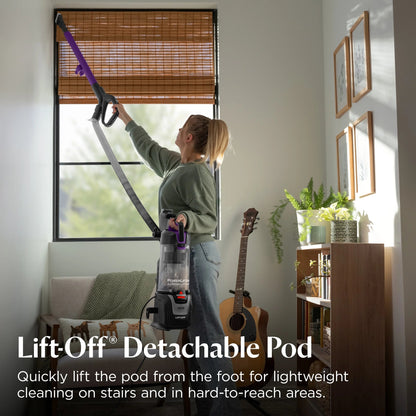 Powerlifter Allergen Lift-Off, Bagless, Upright Vacuum, Pet Friendly, HEPA, Powerful Suction, Lift-Off Detachable Pod, Tangle Free Brush Roll, 4082W, Black & Purple