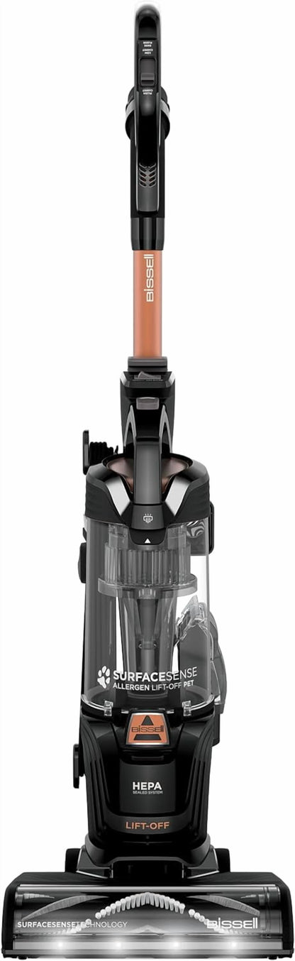 Surfacesense Allergen Lift-Off Pet, Bagless, Upright Vacuum, Pet Friendly, Surface Detect Technology, LED Headlights, Tangle-Free Brush Roll, 3415, Black & Copper
